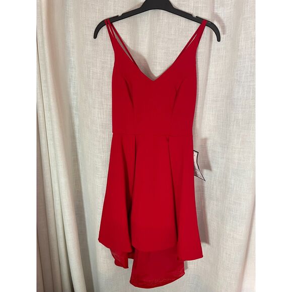 NWT B. Darlin Red Fit and Flare Strappy Party Dress Hi-Lo Hem Size 5/6‎ - Picture 1 of 6